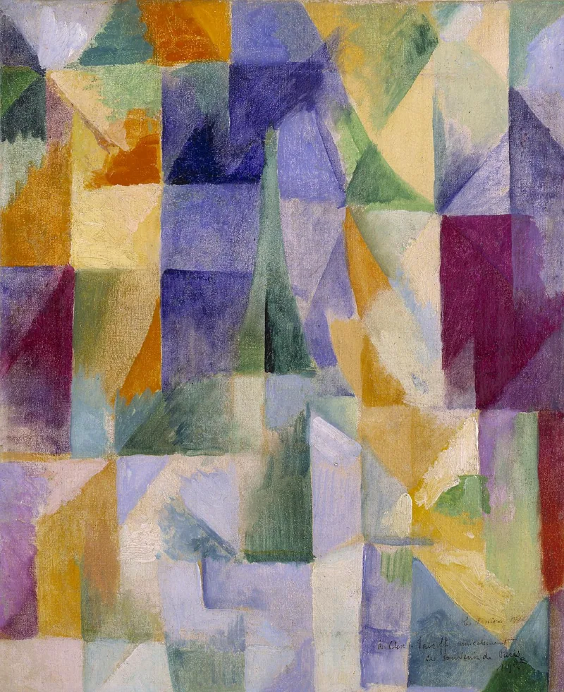 Reproduction des Fenêtres ouvertes simultanément de Robert Delaunay, datée de 1912.