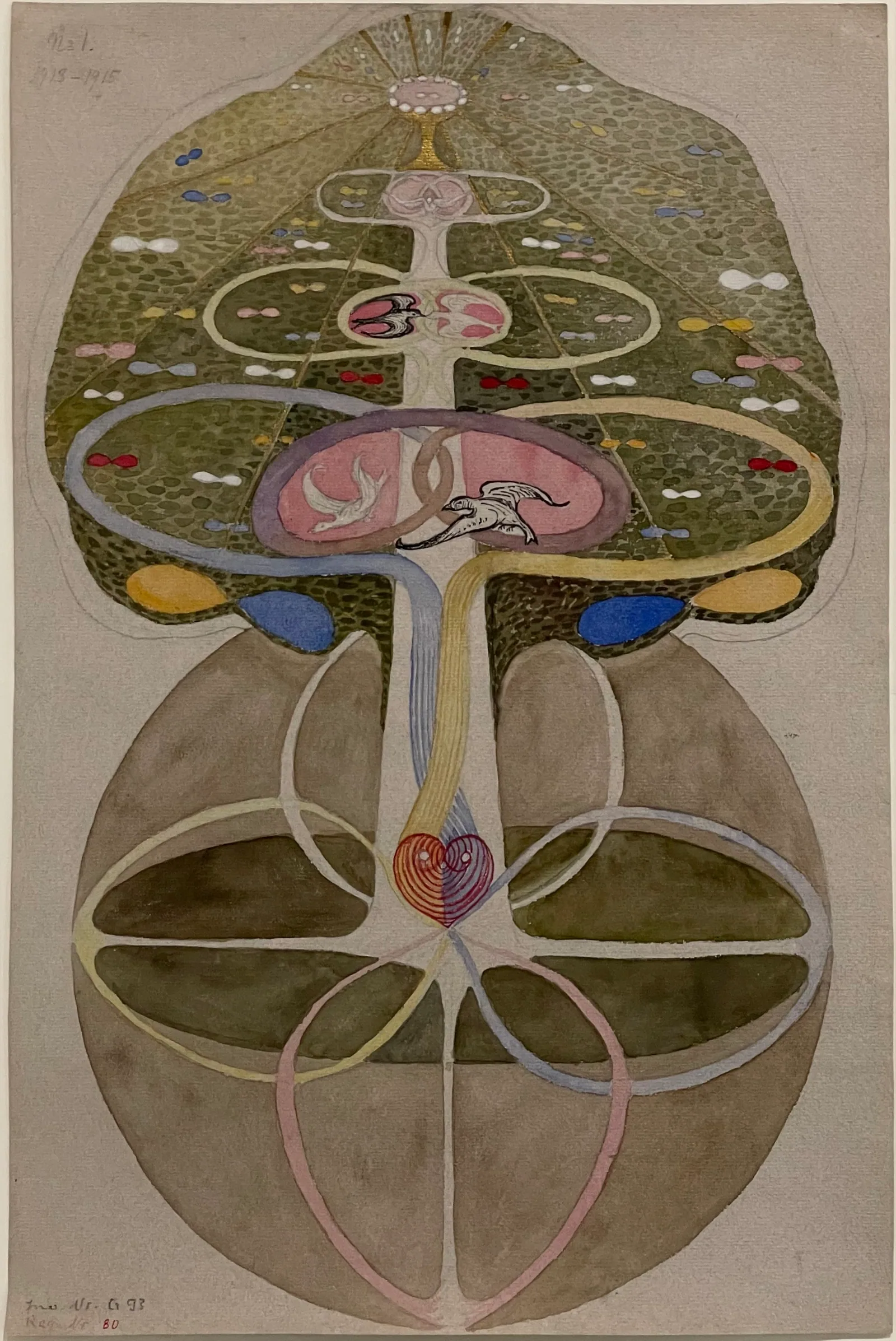 Reproduction de L'Arbre de la connaissance, no 1 de Hilma af Klint, datée de 1913-1915.