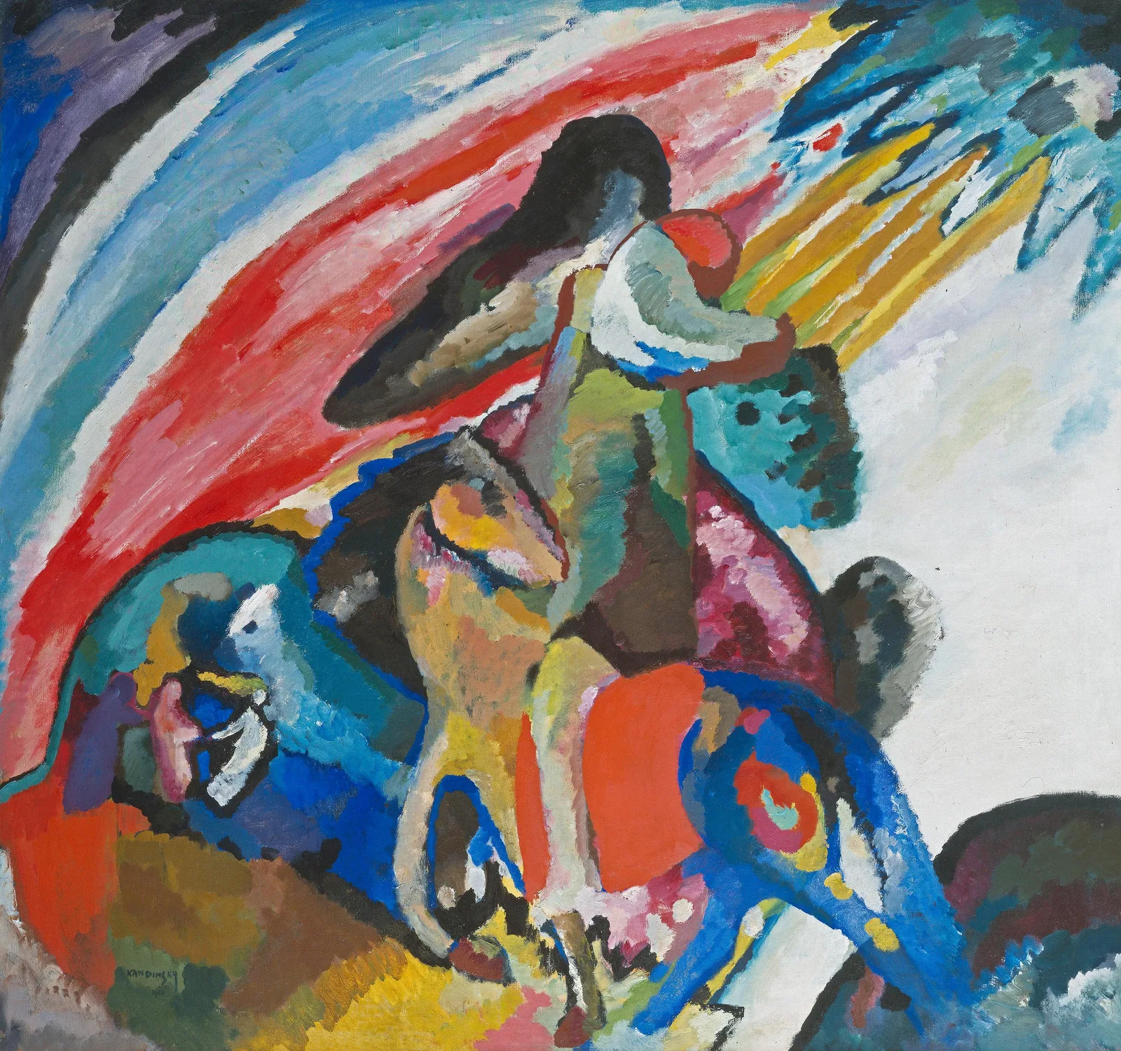Reproduction d'Improvisation 12, Le Cavalier, de Wassily Kandinsky, datée de 1910.