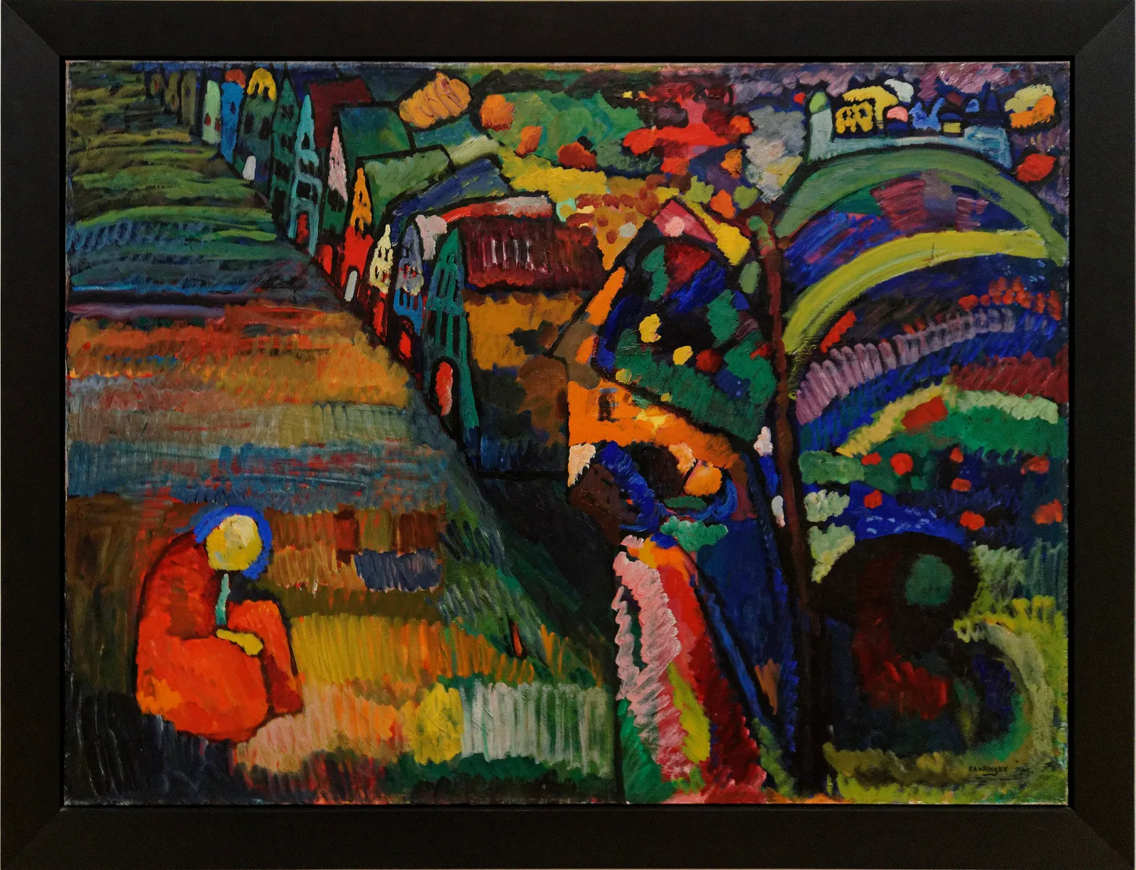 Reproduction de Tableau avec maisons de Wassily Kandinsky, datée de 1909.