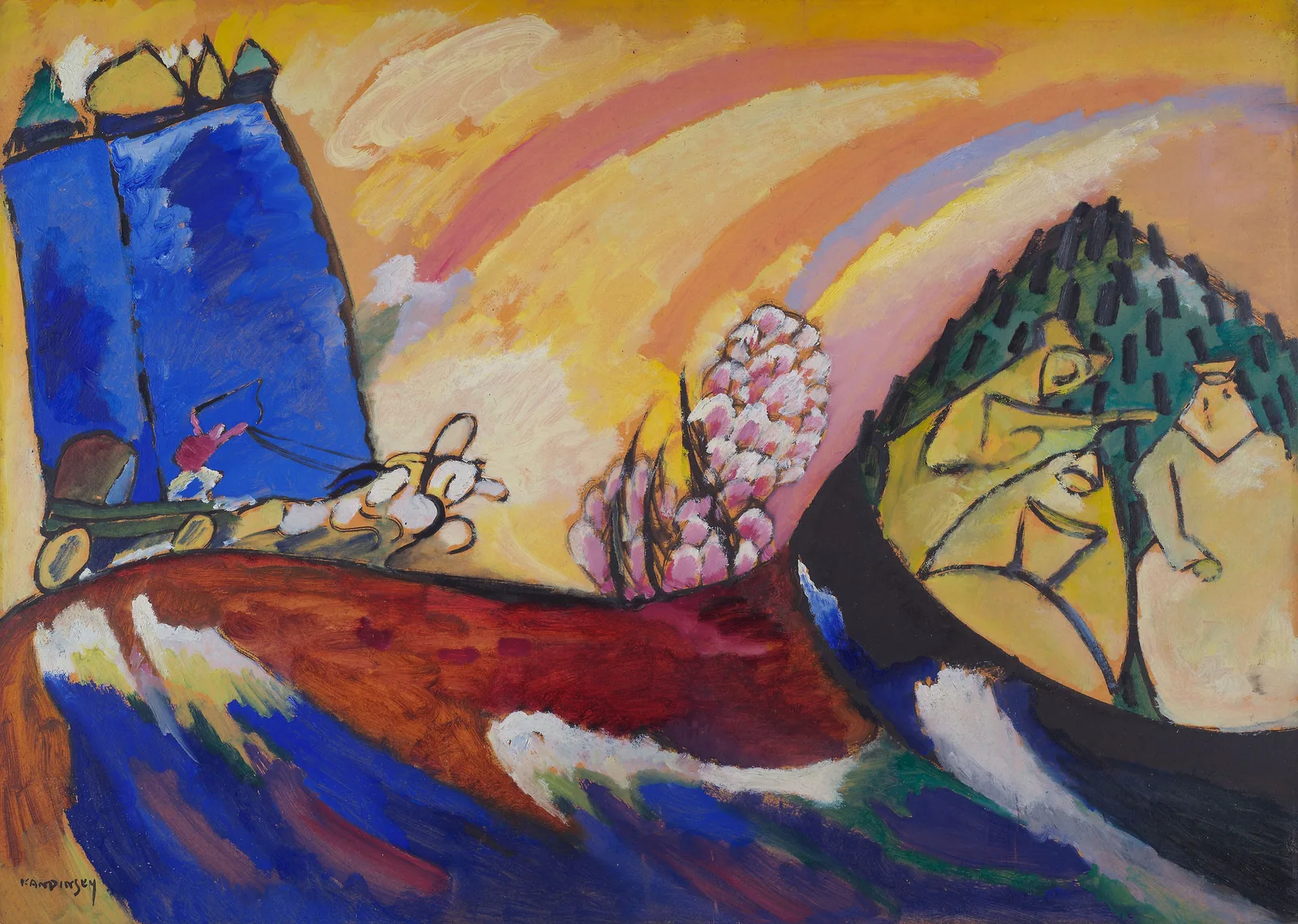 Reproduction de Tableau avec troïka de Wassily Kandinsky, datée de 1911.