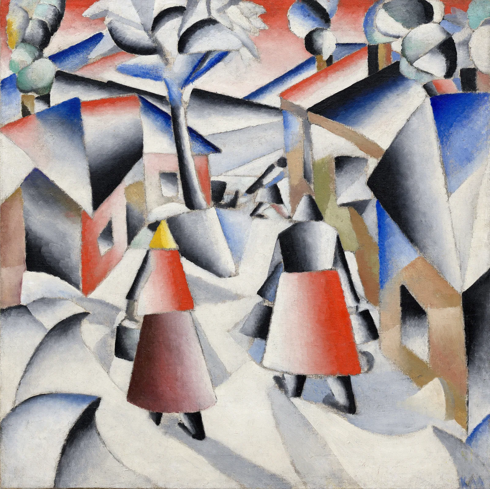 Reproduction de Matin au village après la tempête de neige de Kasimir Malevitch, datée de 1912.