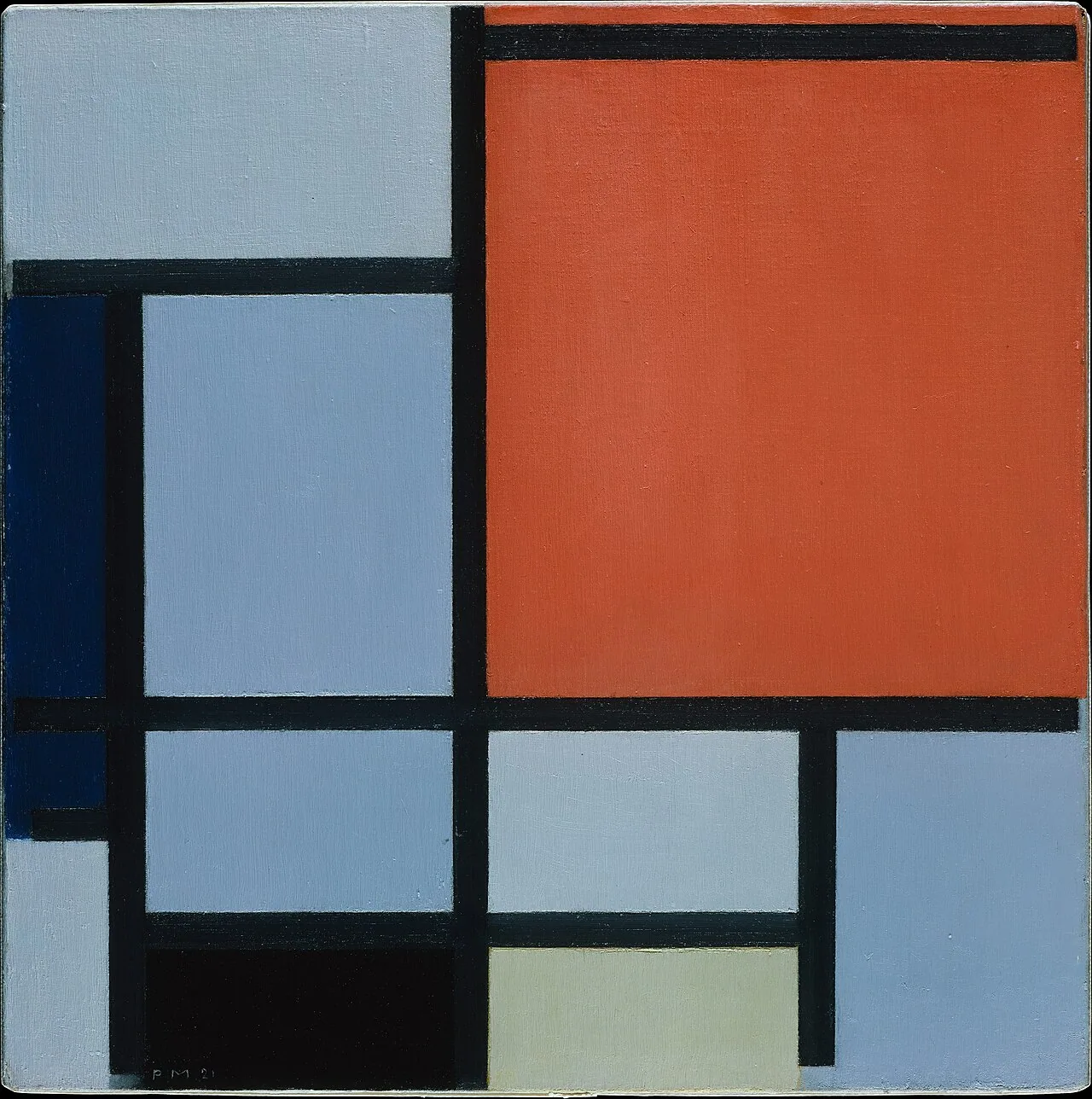 Composition orthogonale de Piet Mondrian datée de 1921.