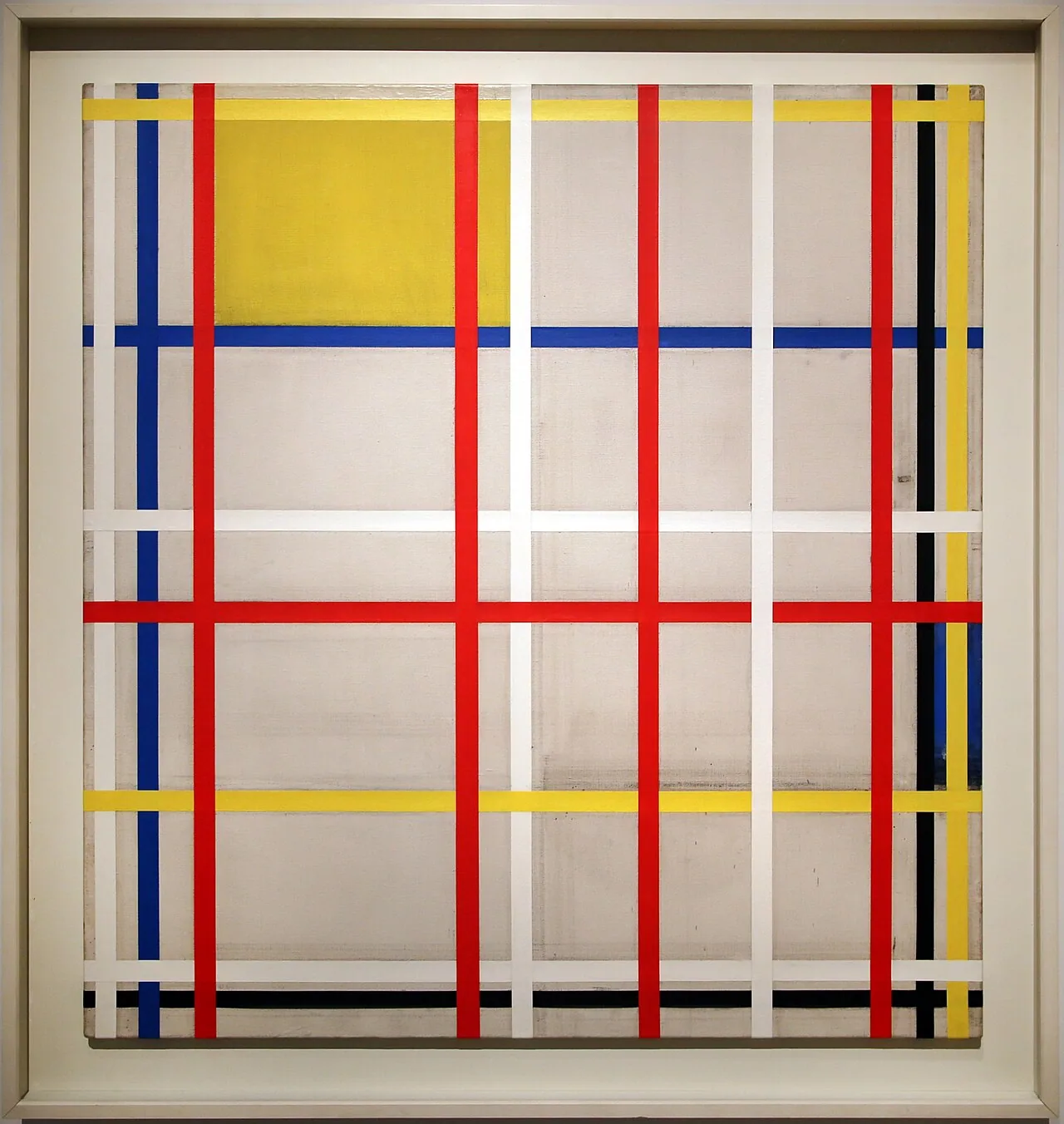 Réseau inachevé de lignes colorées de New York City 3 par Piet Mondrian, 1941.