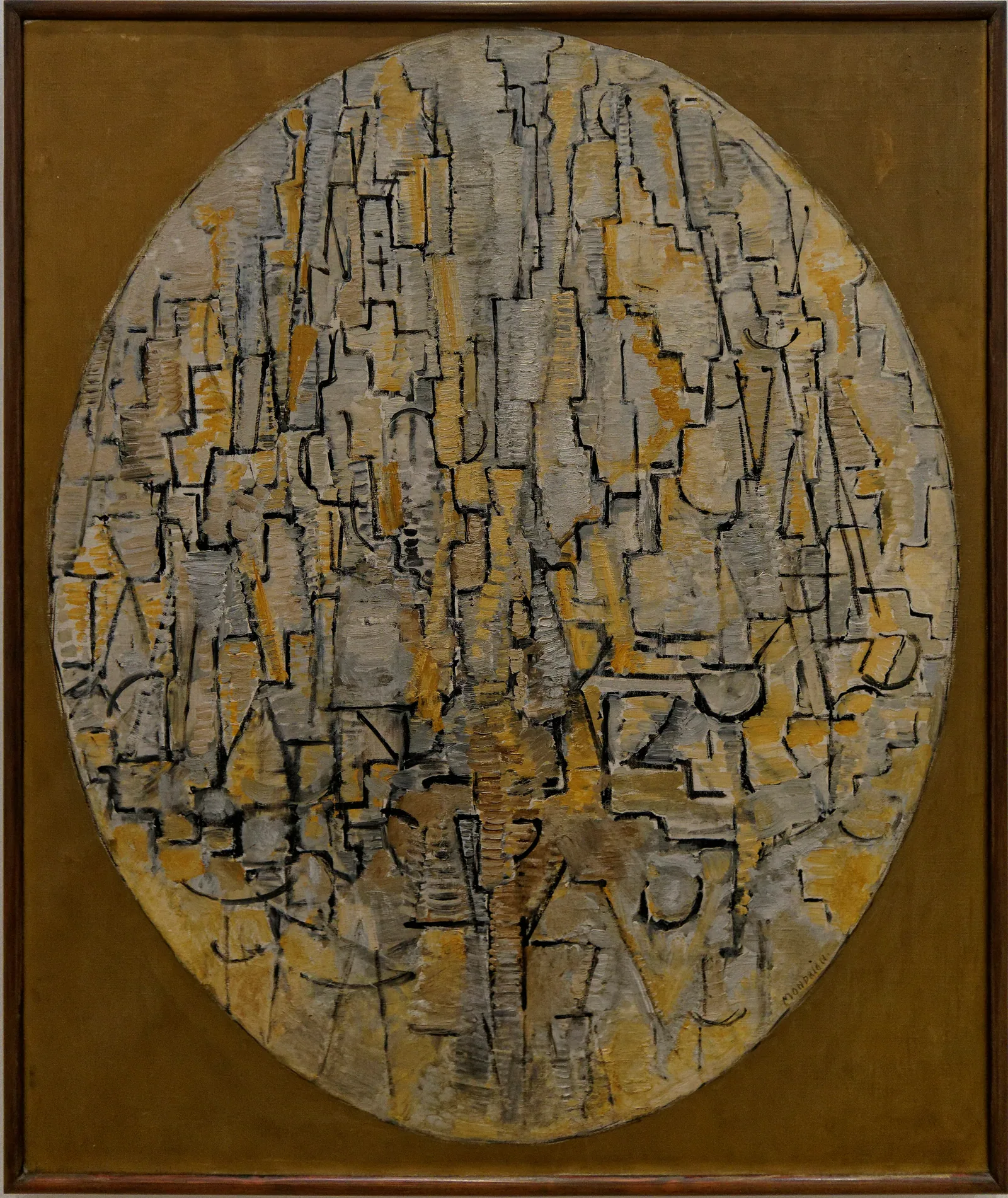 Composition cubiste ovale de Piet Mondrian datée de 1913.